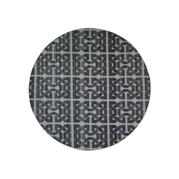 Shahbanu Rugs Hand Woven Flat Weave Pure Wool Reversible Round Kilim Oriental Rug (8'0" x 8'0") - 8'0" x 8'0"