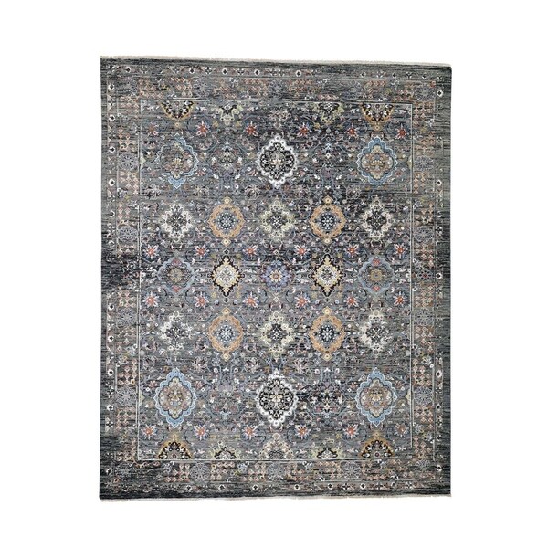 Shahbanu Rugs Silk With Oxidized Wool Abrash Tabriz Design Hand-Knotted Oriental Rug (8'4" x 10'3") - 8'4" x 10'3"