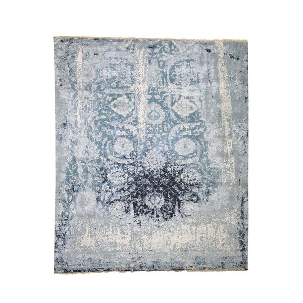 Shahbanu Rugs Wool And Silk Persian Tabriz Broken Design Hand-Knotted Oriental Rug (8'4" x 10'0") - 8'4" x 10'0"