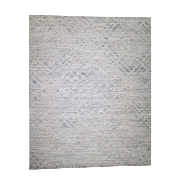 Shahbanu Rugs Oversize Hand Spun Undyed Natural Wool Modern Hand-Knotted Rug (12'0" x 14'10") - 12'0" x 14'10"