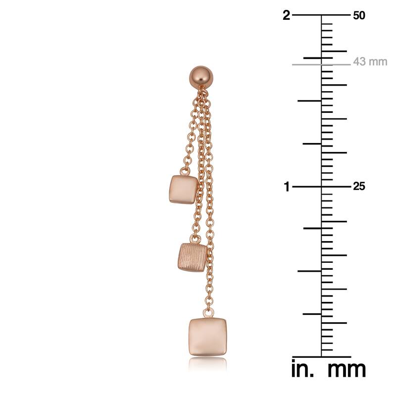 14k Yellow or Rose Gold Polished Textured Square Drop earrings