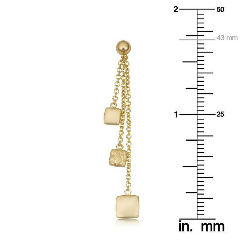 14k Yellow or Rose Gold Polished Textured Square Drop earrings