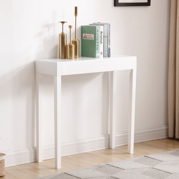 small white foyer table