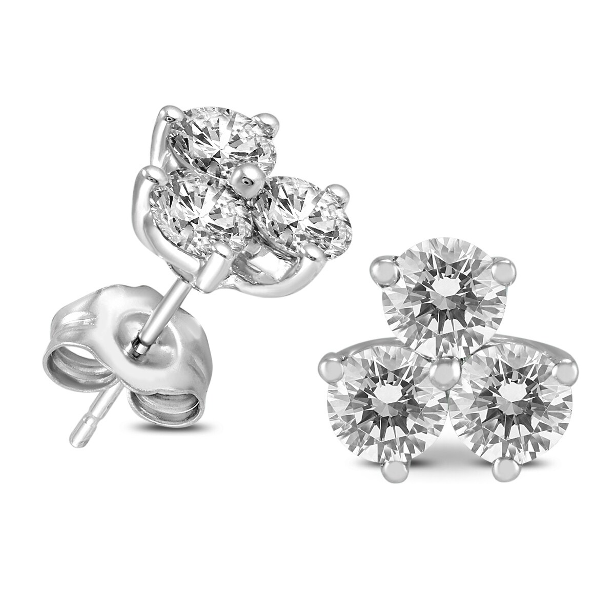 three diamond earrings