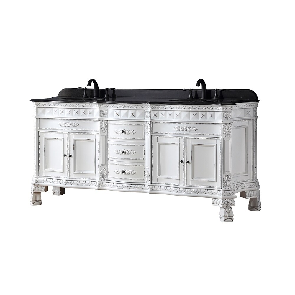 OVE Decors Daventry 72 in. White Double Sink Vanity with Black