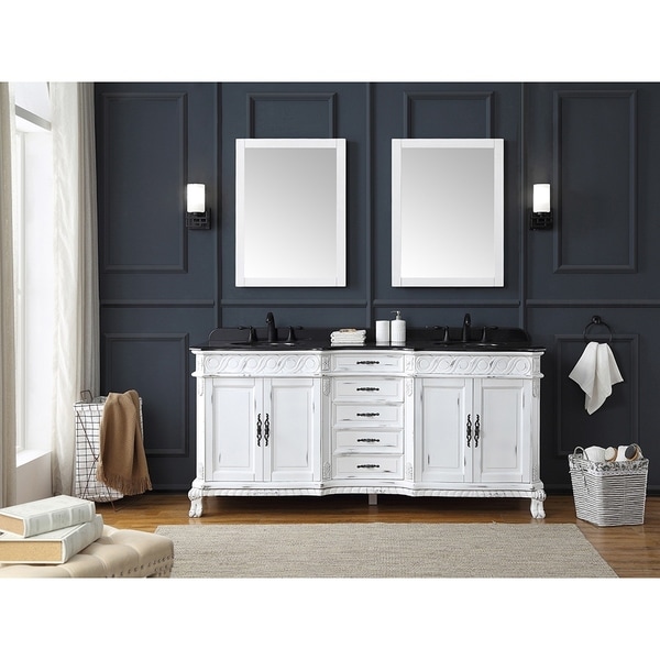 Shop OVE Decors Thetford 72 in. White Gold Brush Double Sink Vanity ...
