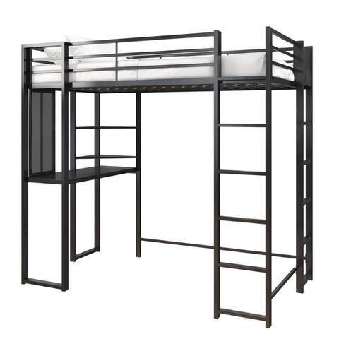 Avenue Greene Ally Twin Metal Loft Bed with Desk