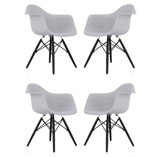 CozyBlock Scandinavian Light Grey Molded Plastic Dining Arm Chair (Set of 4)  - Bed Bath & Beyond - 27095392