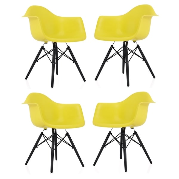 CozyBlock Scandinavian Light Yellow Molded Plastic Dining ...