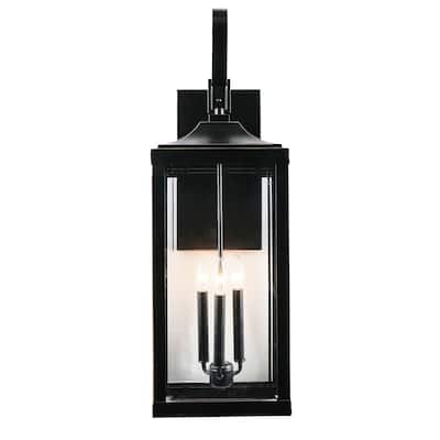 3 Light Outdoor Wall Lantern in Imperial Black