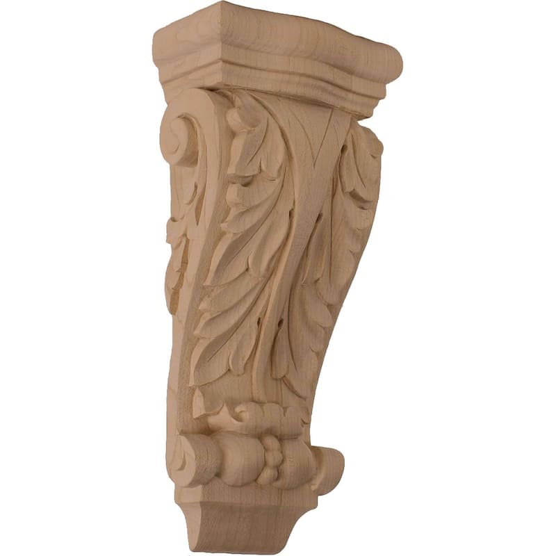 Farmingdale Acanthus Pilaster Corbel - Small - 4 1/2"W x 2 3/4"D x 10"H - Maple