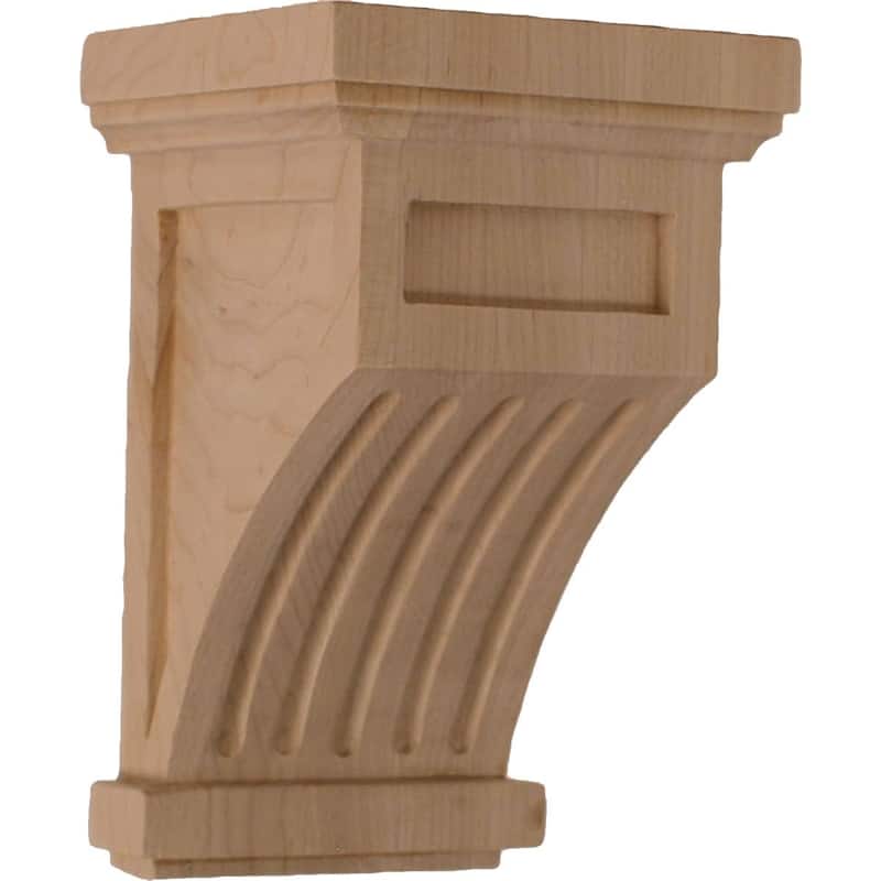 Fluted Corbel - 4 1/4"W x 4 1/4"D x 7"H - Red Oak
