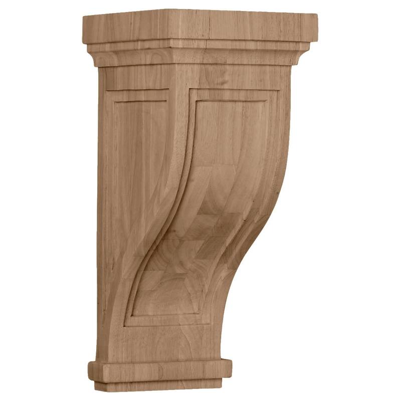 Traditional Recessed Corbel - 7 1/2"W x 8"D x 17"H - Rubberwood
