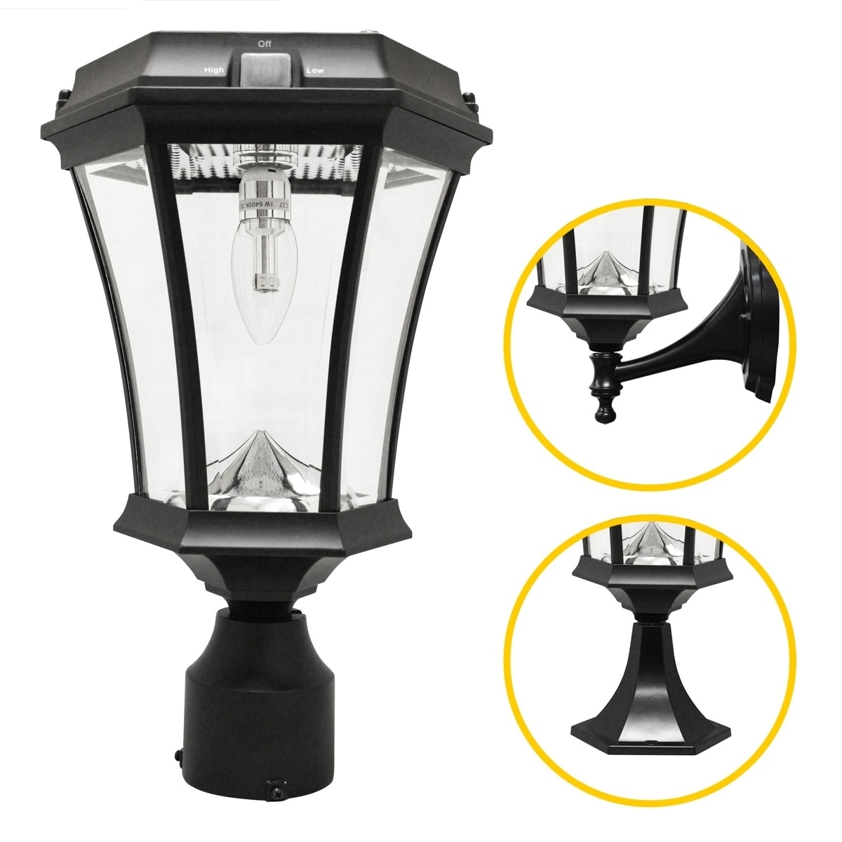 Gama Sonic Victorian Bulb Solar Light with GS Solar LED Light Bulb Wall/Pier/  Inch Fitter Mounts Black or White Finish Bed Bath  Beyond 27102226