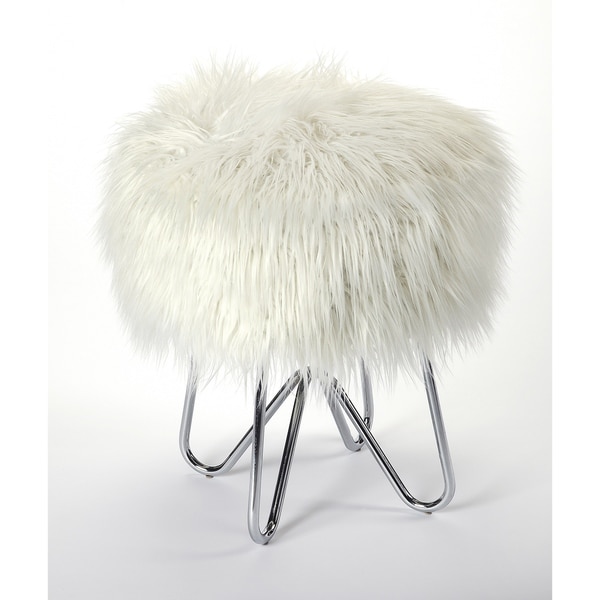 White deals furry stool