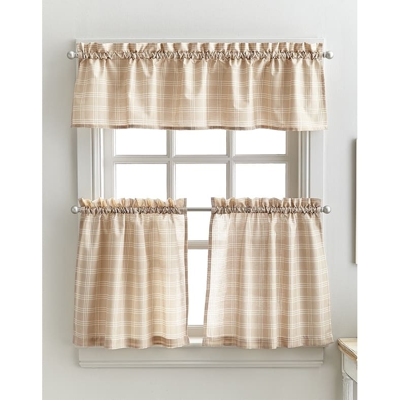 Curtainworks Lodge Plaid 3-Piece Kitchen Curtain Tier and Valance Set - 36" 3PC SET