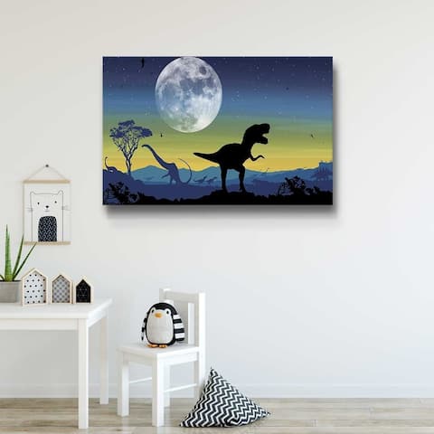 Age of Dinosaurs Navy Gallery Wrapped Canvas