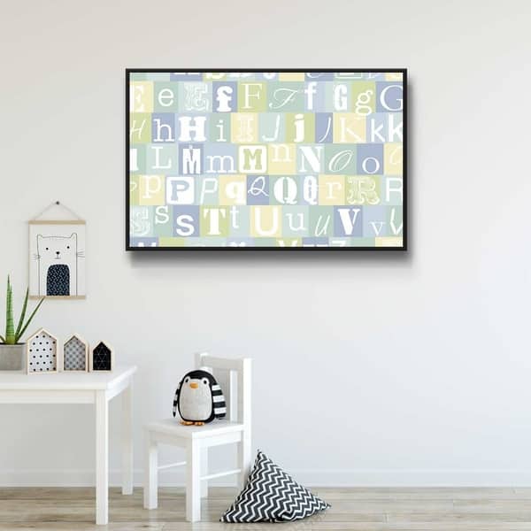 slide 1 of 4, Now I Know My Abc's Blue Gallery Wrapped Floater-framed Canvas