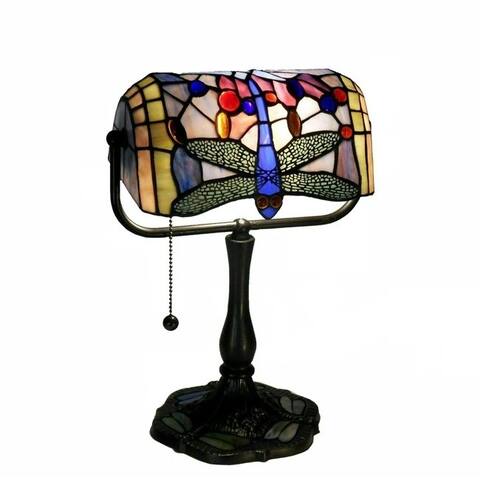 Indoor 1-light Dragonfly Bronze Banker Desk Lamp