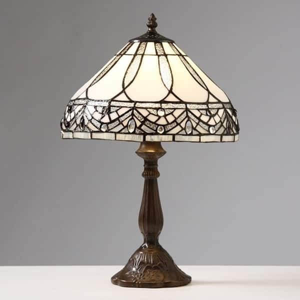 slide 1 of 1, Tiffany-style White Jewels Table Lamp