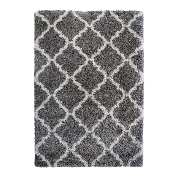 Laura Ashley Luxury Gray Trellis Shag Area Rug (5'3" x 7'5") by Gertmenian