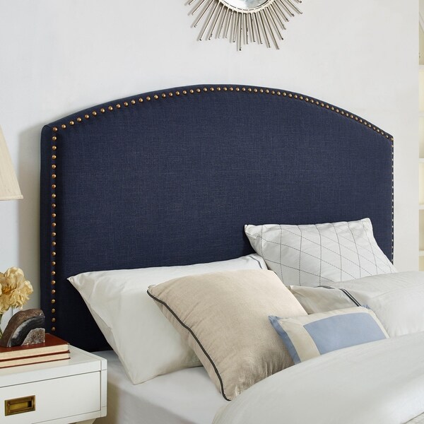Shop Cassie Curved Upholstered King/Cal King Headboard In Navy Linen