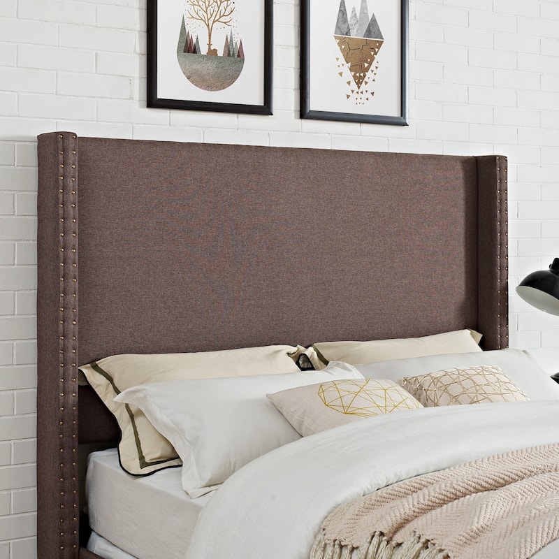 Casey Wingback Upholstered Full/Queen Headboard in Bourbon Linen