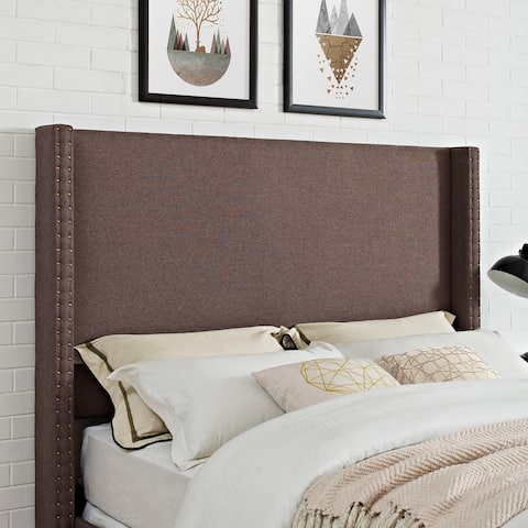 Casey Wingback Upholstered King/Cal King Headboard in Bourbon Linen