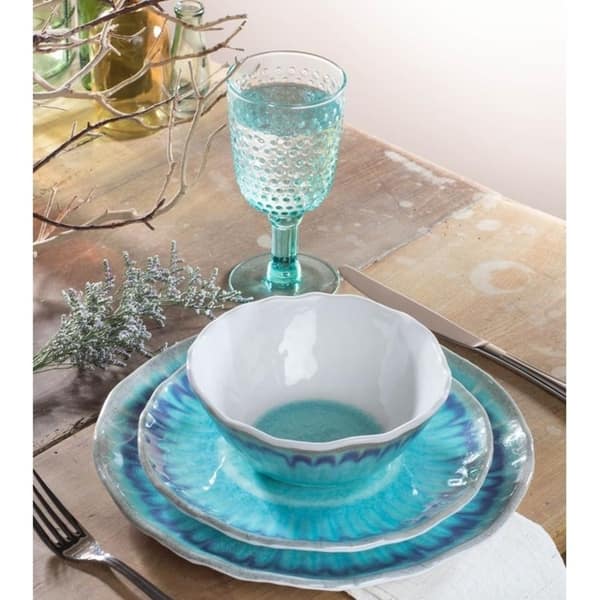 222 Fifth Sea Splash Turquoise 12 Piece Melamine Dinnerware 222 Fifth Sea Splash Turquoise 12