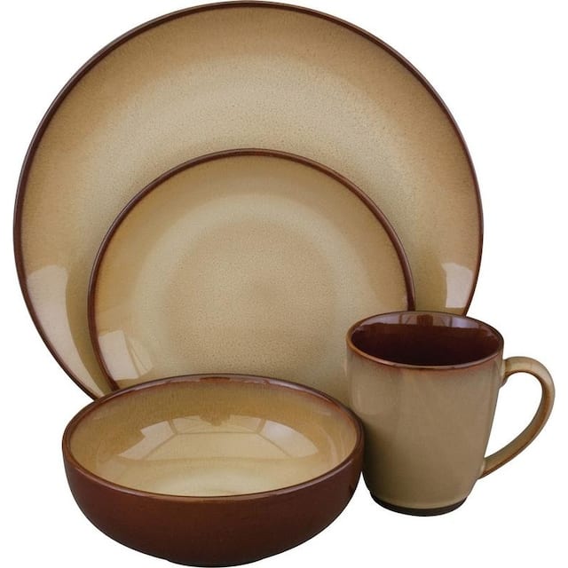 Sango Nova 16Piece Ceramic Dinnerware Set, Brown Overstock 27104510