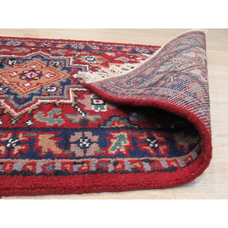 Hand-Knotted Wool Red Traditional Geometric Rug - Timeless Elegance and Superior Craftsmanship