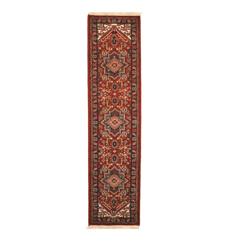 Hand-Knotted Wool Red Traditional Geometric Rug - Timeless Elegance and Superior Craftsmanship