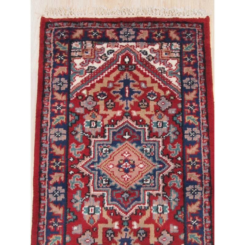 Hand-Knotted Wool Red Traditional Geometric Rug - Timeless Elegance and Superior Craftsmanship