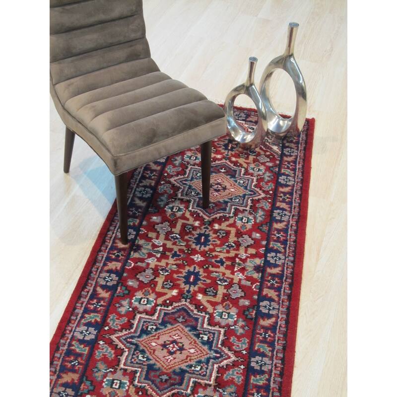 Hand-Knotted Wool Red Traditional Geometric Rug - Timeless Elegance and Superior Craftsmanship