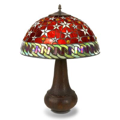 Tiffany-style Red Star Table Lamp