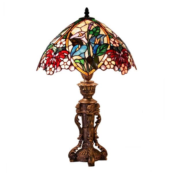 slide 1 of 1, Tiffany-style Flower Design Table Lamp