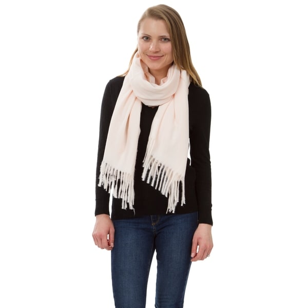 Unisex Solid Pashmina Scarf, Finge Shawl Wrap