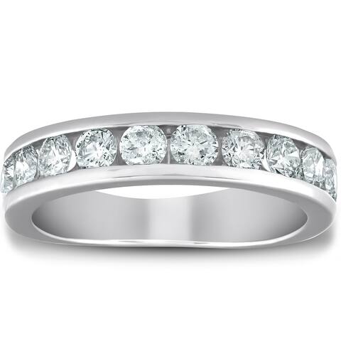 Pompeii3 10k White Gold 1 1/2 Ct TDW Diamond Wedding Ring Channel Set Womens Anniversary Ring
