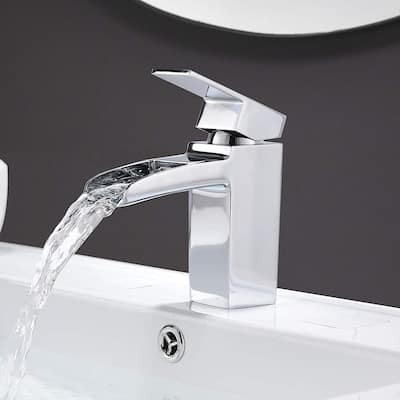 Vanity Art 6 Inch Waterfall Spout Bathroom Vessel Sink Faucet Single Handle Single Hole Basin Tap Deck Mount, Chrome