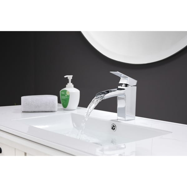 Bathroom Sink Faucet Waterfall Single Handle Hole Vessel Faucet High Body Chrome