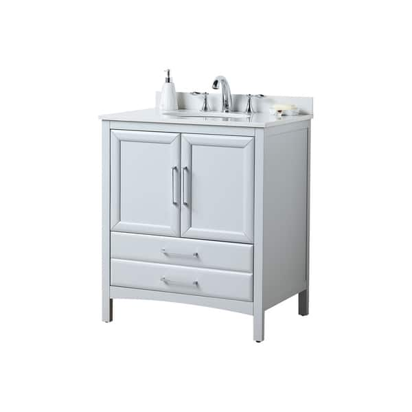 Shop Vanity Art 30 Single Sink Bathroom Vanity Set 1 Shelf 2 Drawers Small Bathroom Storage Floor Cabinet With White Marble Top Overstock 27120209