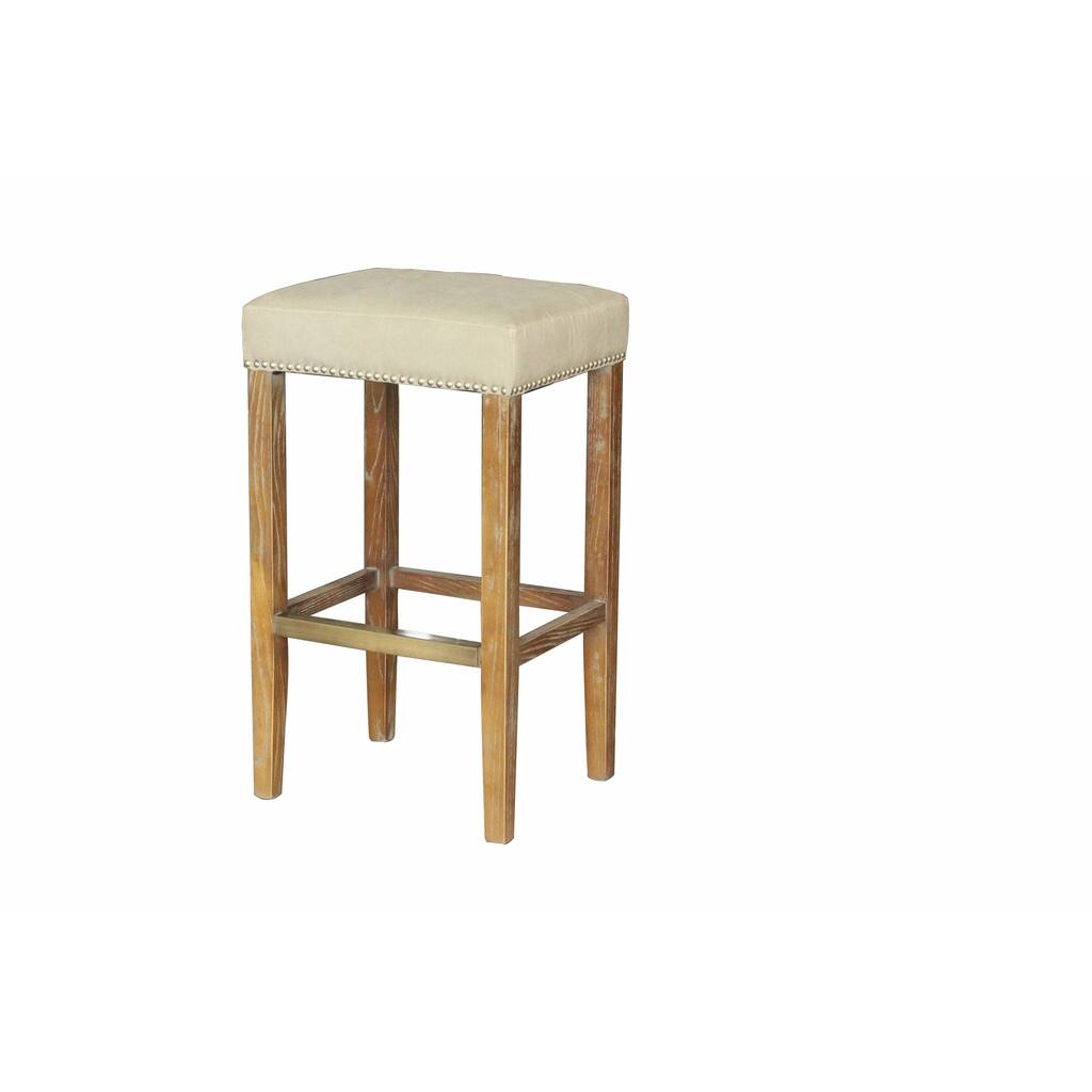 Mira Modern French Style Counter Stool Linen Beige Seat (Set of 4)
