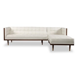 Kardielkardiel Woodrow Box Midcentury Mod Sofa Sectional Top Grain Leather White Right Facing Dailymail