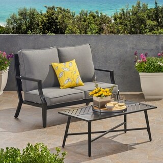 San Outdoor Aluminum Loveseat and Coffee Table Set by Christopher Knight Home
