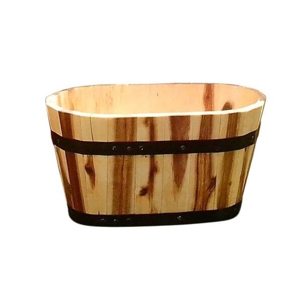Color: White Oak x 9.5 in Happy Planter HP304 Medium Wood Barrel Outdoor Planter 3 Pc Pack Zen Garden 612409794925 x 16 in Size: 16 in