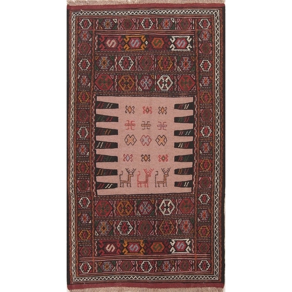 Kilim Geometric Hand Woven Wool Persian Area Rug - 5'10" x 3'4"
