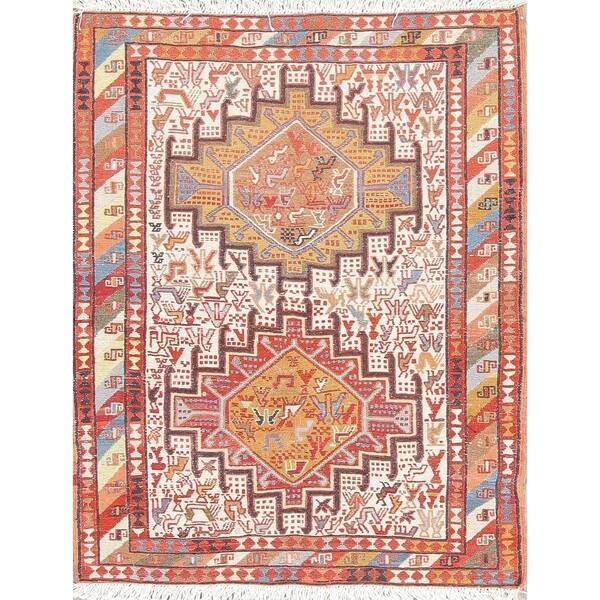 Kilim Tribal Hand Woven Wool Silk Persian Small Area