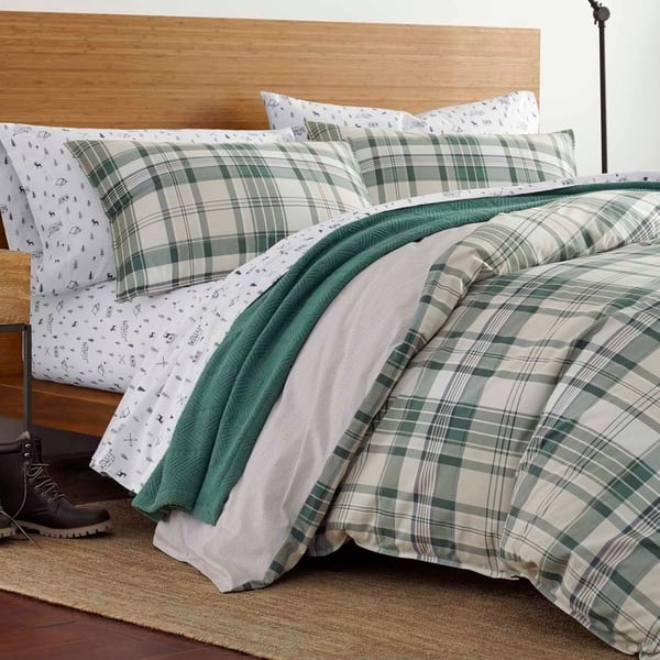 Shop Eddie Bauer Timbers Plaid Green Duvet Cover Set On Sale