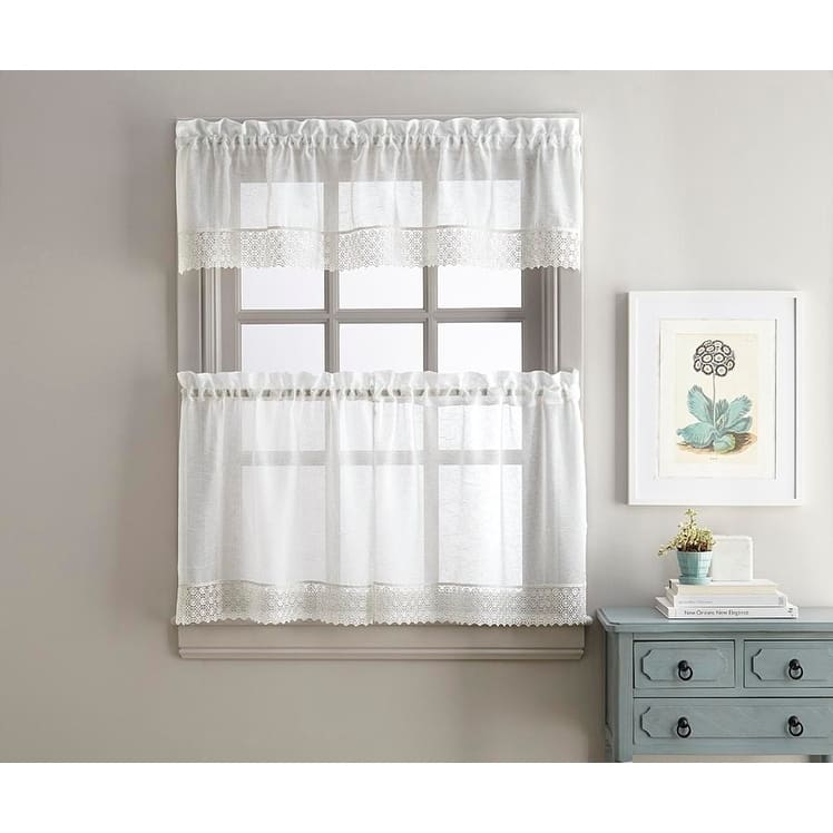 Sweet Adele White Tailored Valance and Tier Pair Curtain Collection