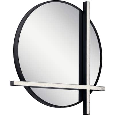 Elan Kemena Integrated LED Mirror, Matte Black Finish - Matte Black - A/N